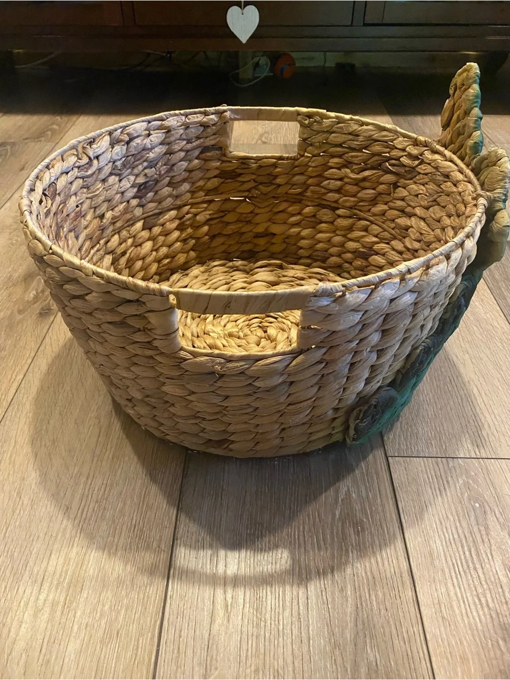 Whimsical Woven Water Hyacinth Alligator Storage Basket / Toy Bin